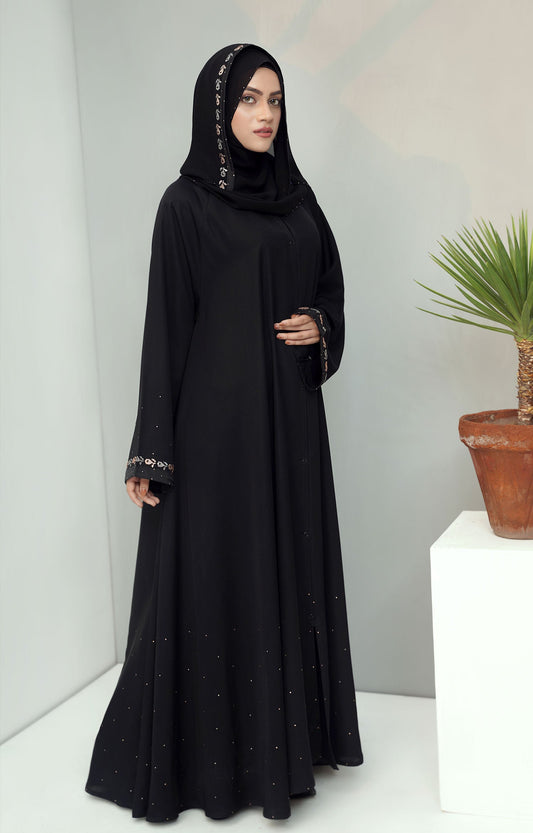 Hareer - BLACK BERRY SWAROVSKI STONE WORK ABAYA