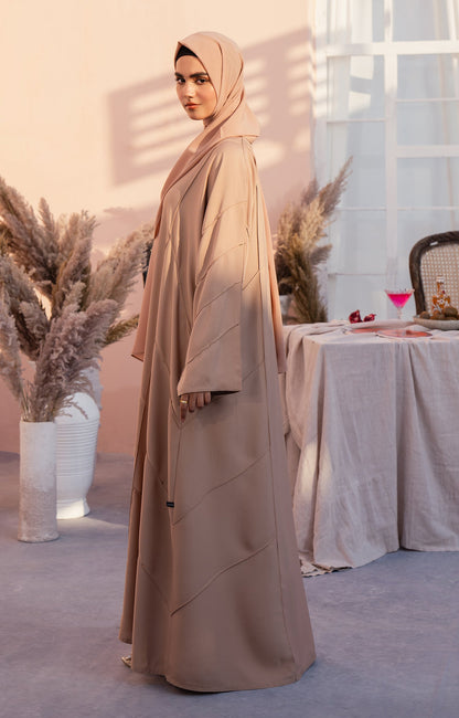 Hareer - BEIGE STONE FRONT OPEN ABAYA