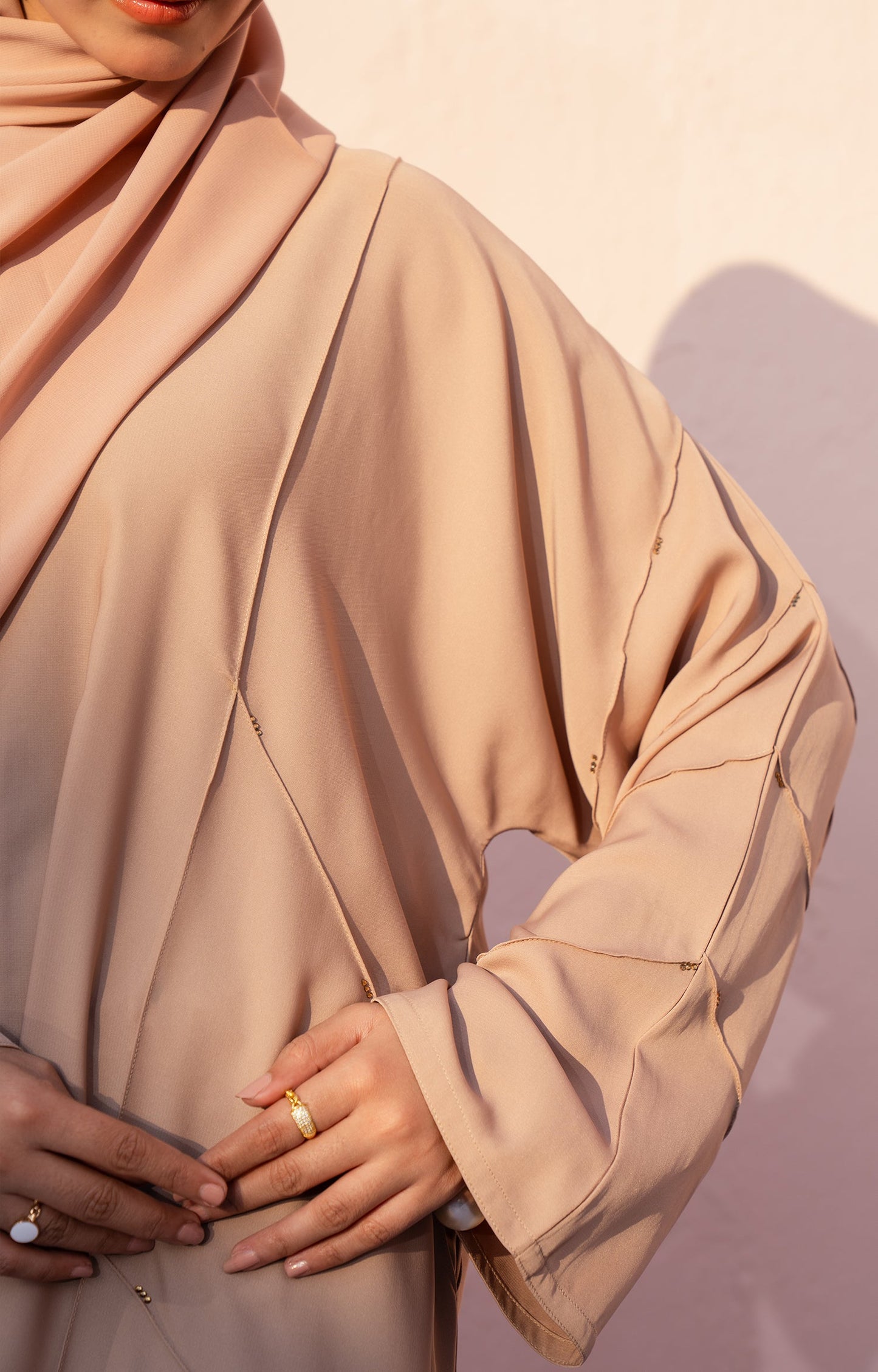 Hareer - BEIGE STONE FRONT OPEN ABAYA