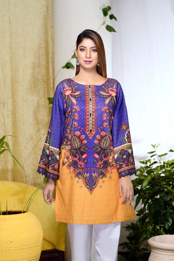 Adan's Libas - Blu Lune - Digital Printed Unstitch Lawn Kurti