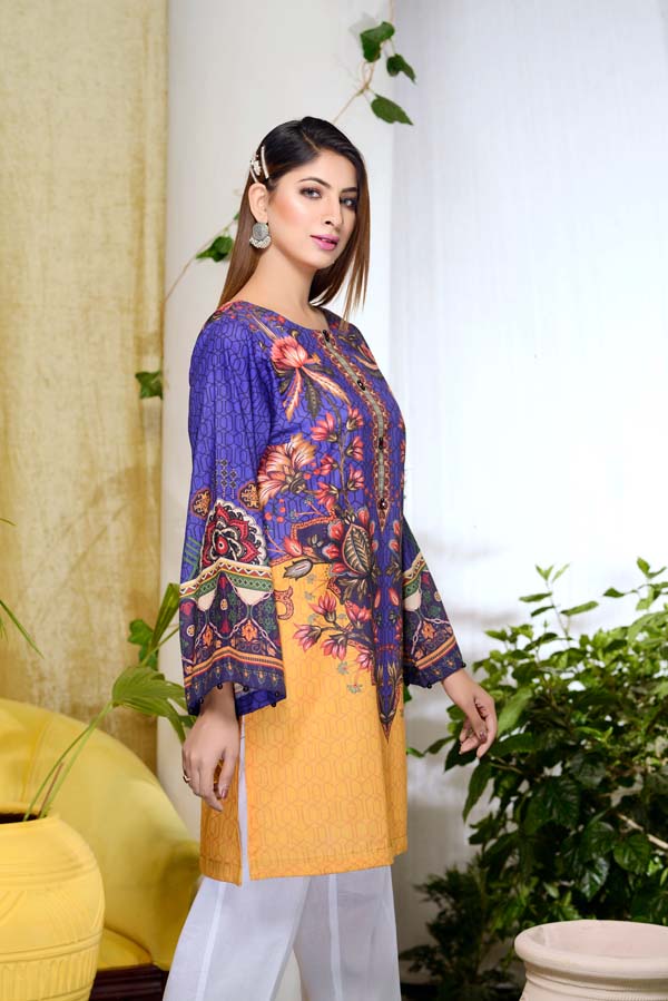 Adan's Libas - Blu Lune - Digital Printed Unstitch Lawn Kurti