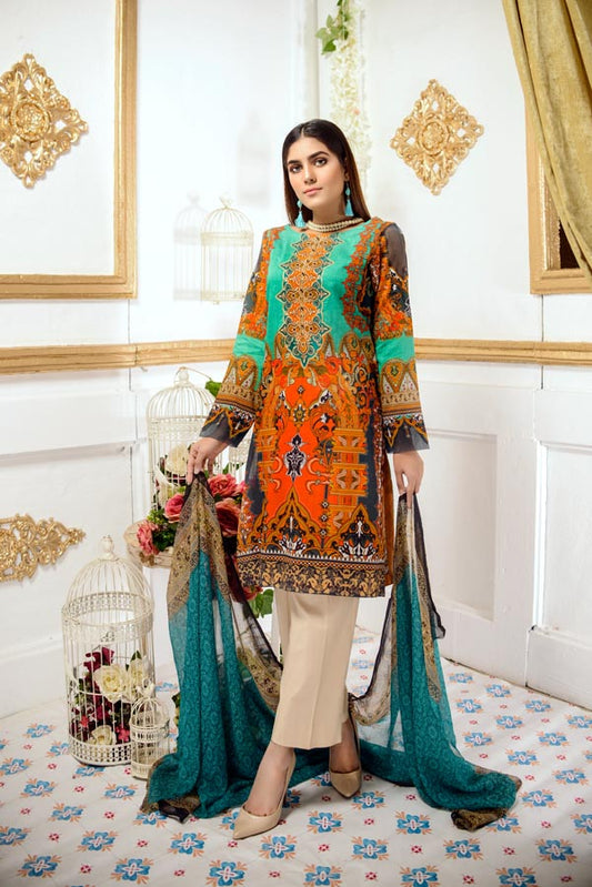 Adan's Libas - Cacao - Digital Printed and Embroidered Lawn