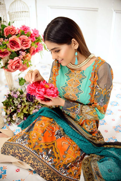 Adan's Libas - Cacao - Digital Printed and Embroidered Lawn