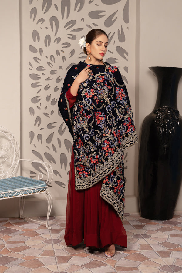 Adan's Libas - Carex - Embroidered Velvet Shawl