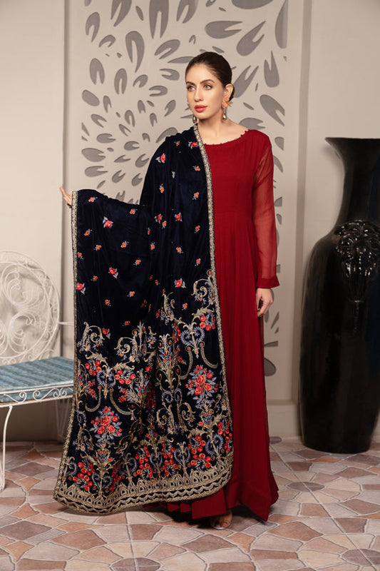 Adan's Libas - Carex - Embroidered Velvet Shawl