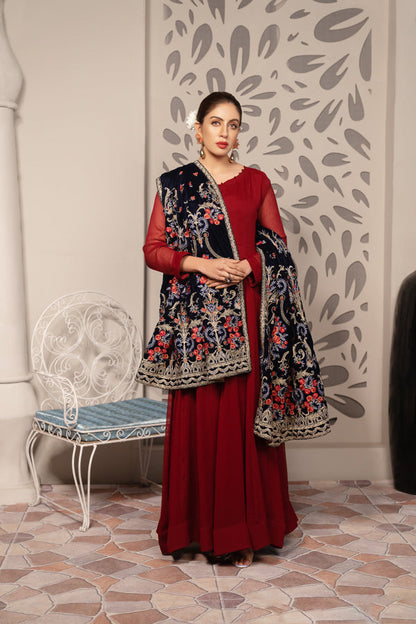 Adan's Libas - Carex - Embroidered Velvet Shawl