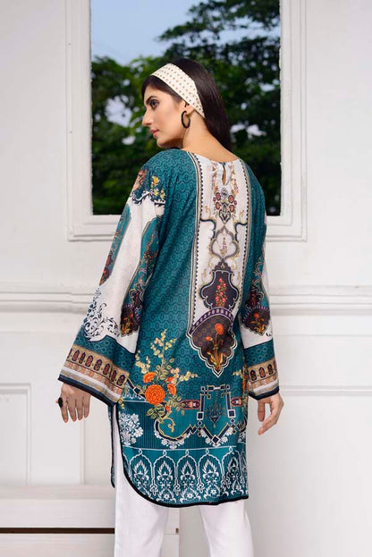 Adan's Libas - Blue Dianne - Digital Embroidered Stitched Lawn Kurti