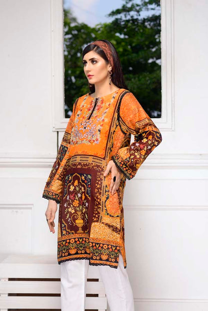 Adan's Libas - Bourbon - Digital Embroidered Stitched Lawn Kurti