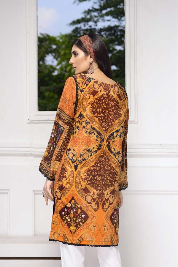 Adan's Libas - Bourbon - Digital Embroidered Stitched Lawn Kurti