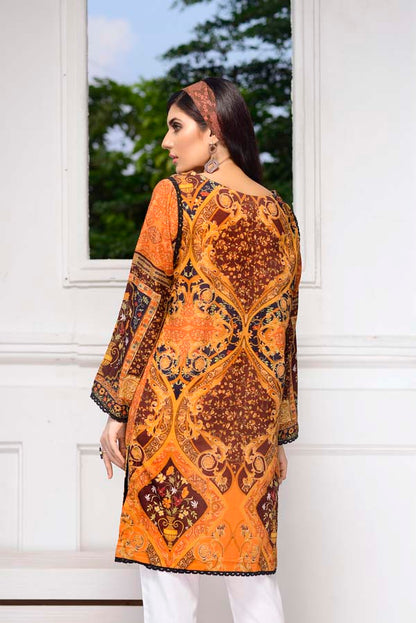 Adan's Libas - Bourbon - Digital Embroidered Stitched Lawn Kurti