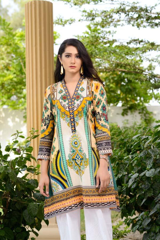 Adan's Libas - Bloom Clay - Digital Printed Unstitch Lawn Kurti