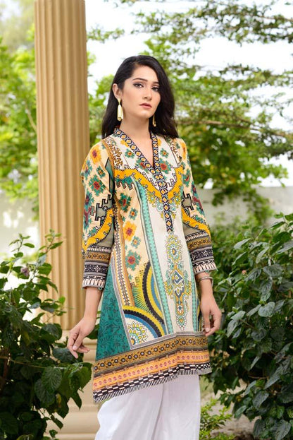 Adan's Libas - Bloom Clay - Digital Printed Unstitch Lawn Kurti