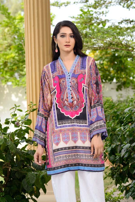 Adan's Libas - Blue Marguerite - Digital Printed Unstitch Lawn Kurti
