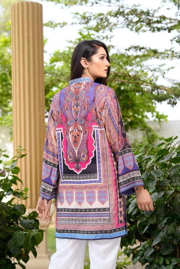 Adan's Libas - Blue Marguerite - Digital Printed Unstitch Lawn Kurti