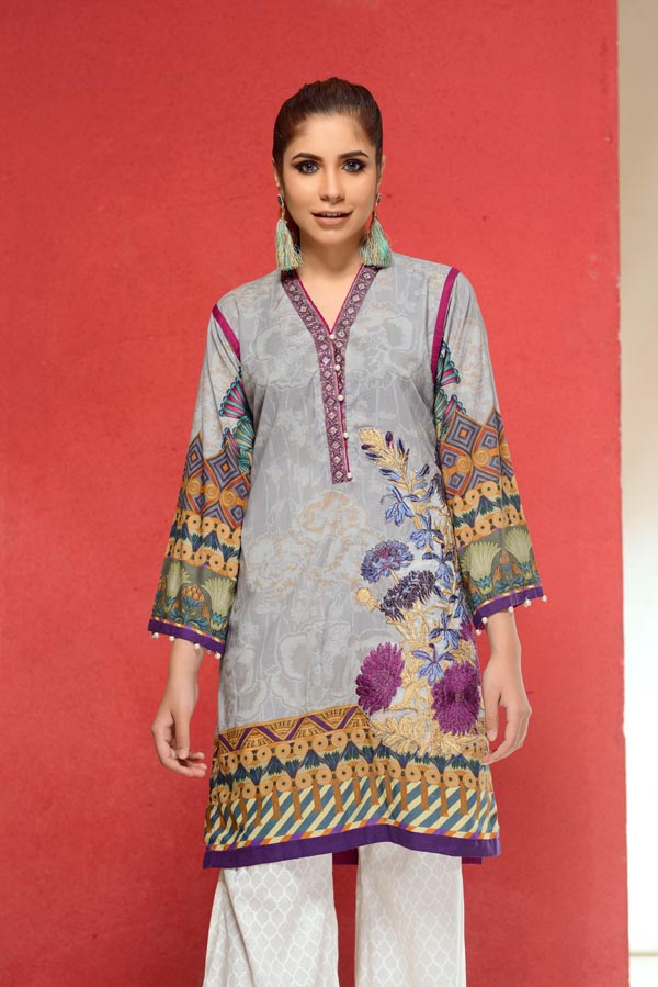 Adan's Libas - Caprel - Embroidered Lawn Stitch Shirt