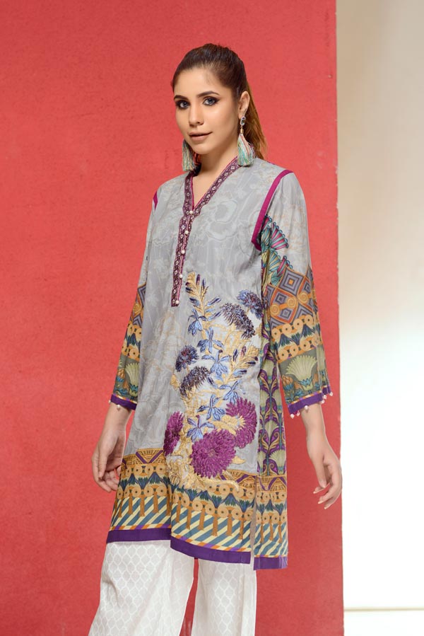 Adan's Libas - Caprel - Embroidered Lawn Stitch Shirt