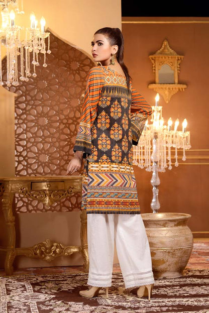 Adan's Libas - Brown Derby - Digital Printed and Embroidered Mesuri Lawn Kurti
