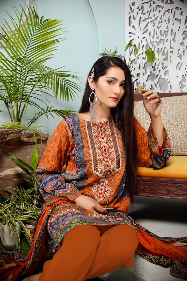 Adan's Libas - Bourbon - DIGITAL EMBROIDERED LAWN