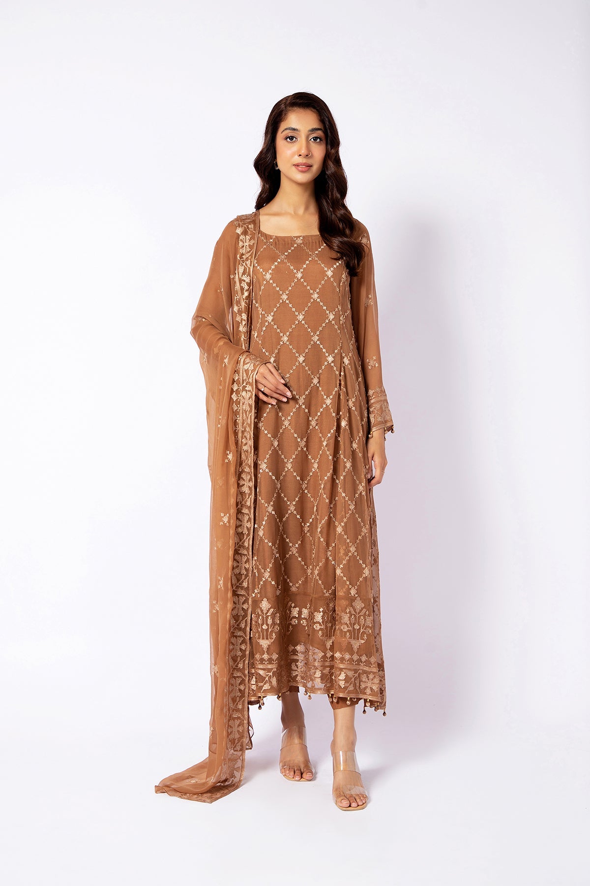 Kayseria - 2 Piece Bamber Chiffon Shirt & Dupatta