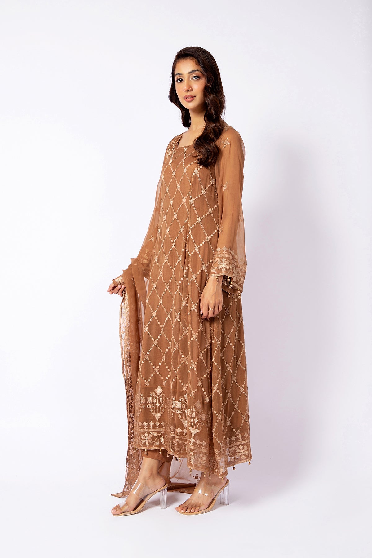 Kayseria - 2 Piece Bamber Chiffon Shirt & Dupatta