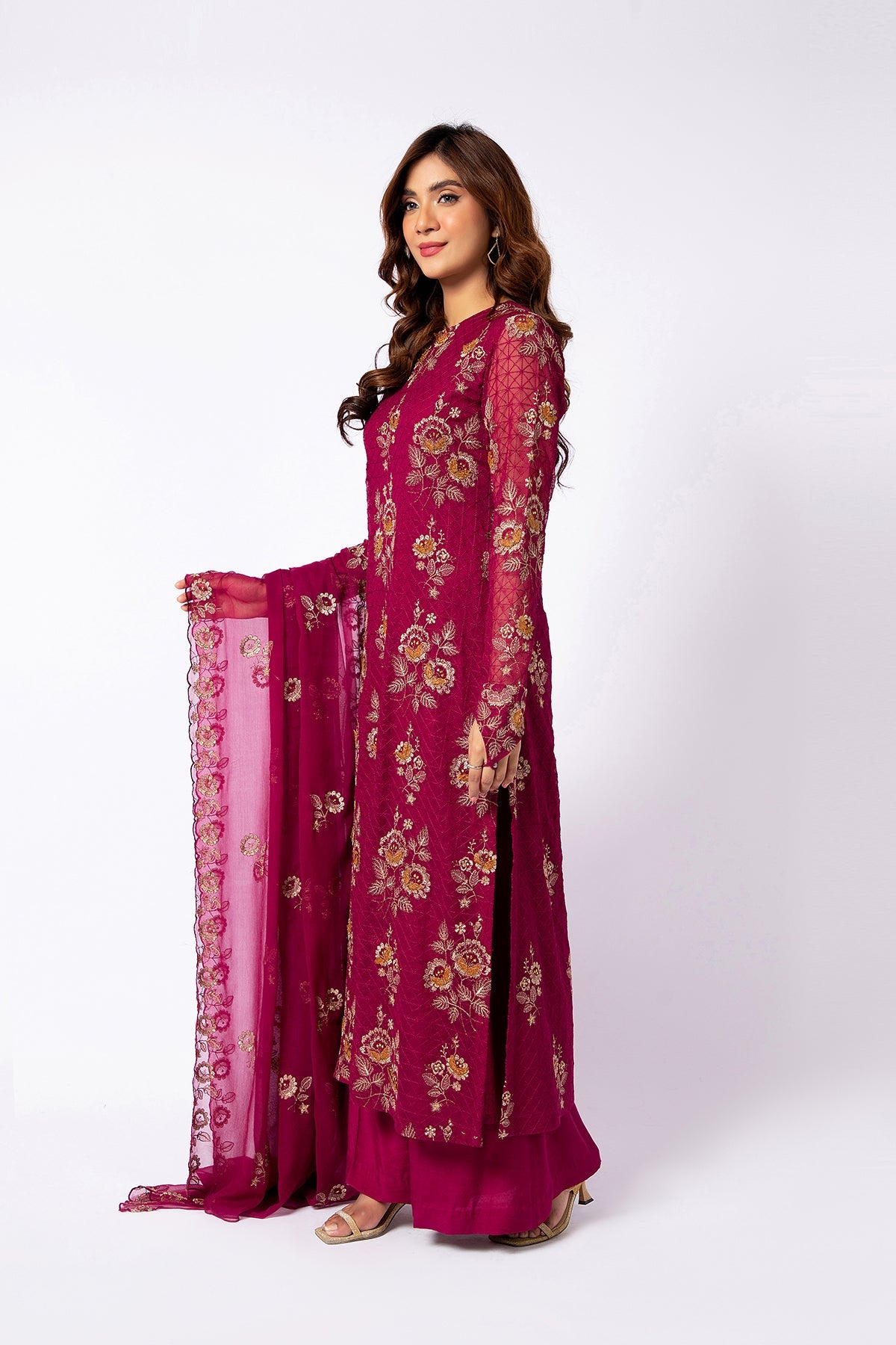 Kayseria - 2 Piece Bamber Chiffon Shirt & Dupatta