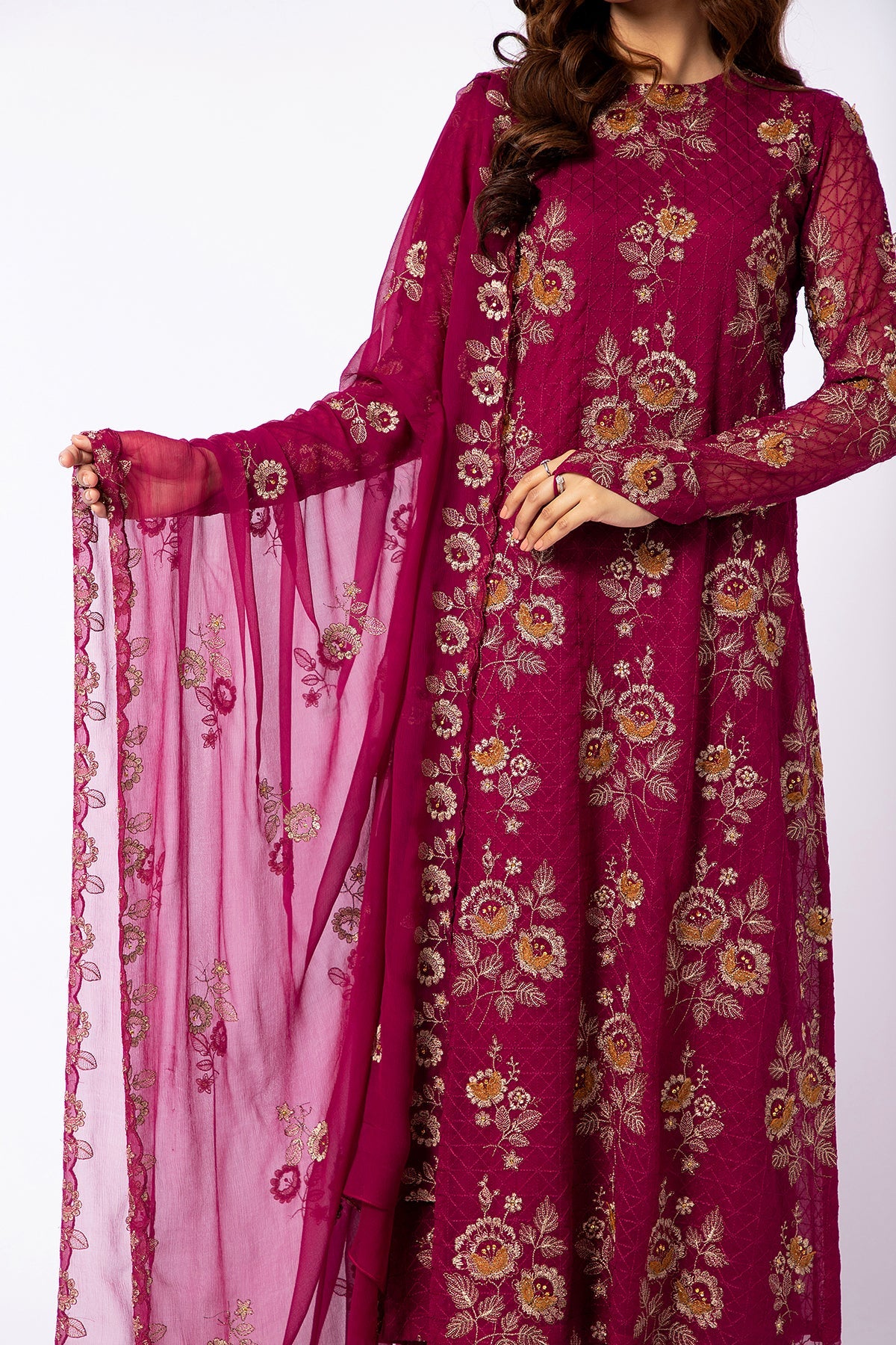 Kayseria - 2 Piece Bamber Chiffon Shirt & Dupatta