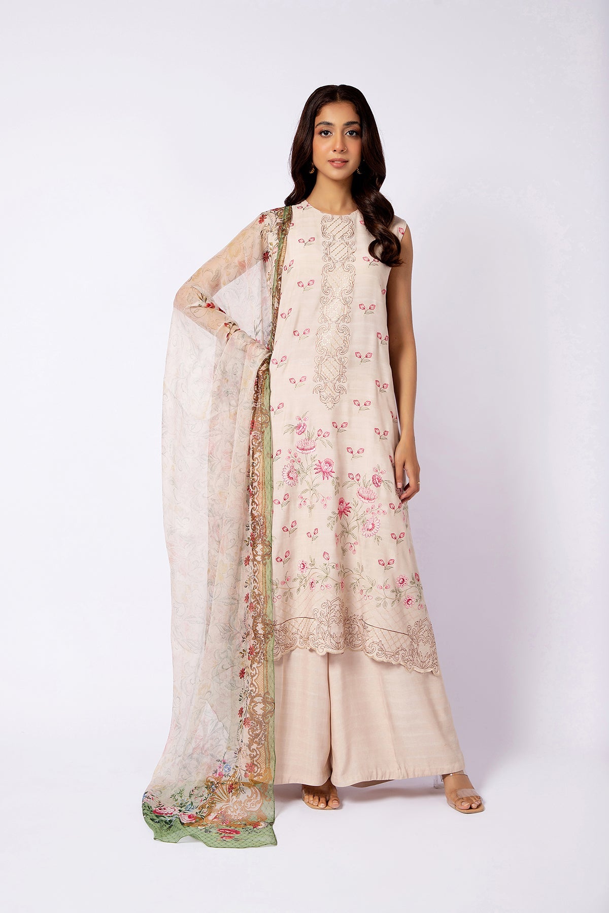 Kayseria - 3 Piece Pk Raw Silk Suit