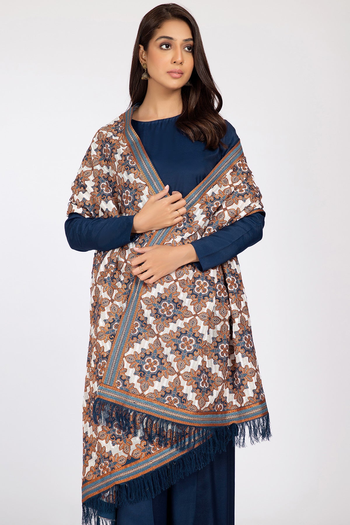 Kayseria - 1 Piece Lawn Karandi Shawl