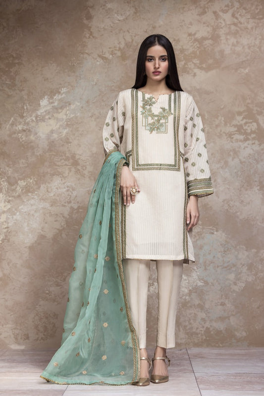 Ellena - 3-PC Stitched Organza Suit