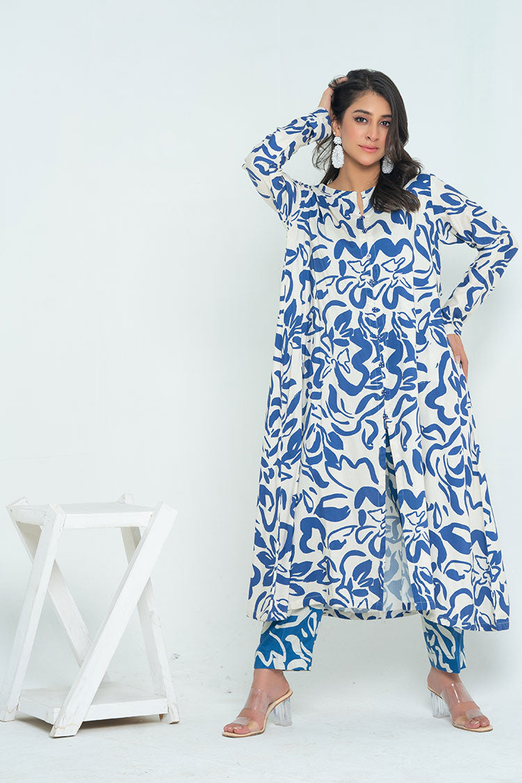 Ellena - 2-PC Stitched Printed Marina Suit
