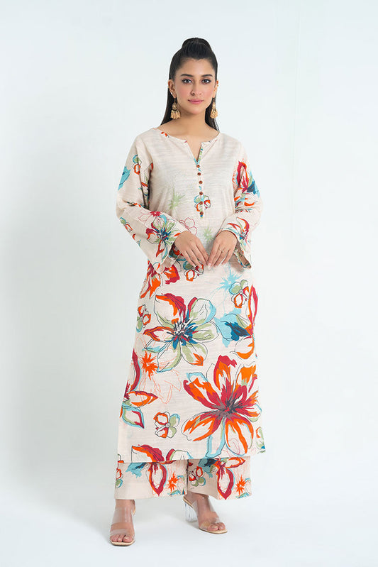 Ellena - 2-PC Stitched Printed Khaddar Suit