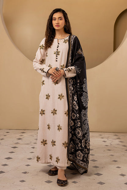 Ellena - 3-PC Stitched Embroidered Khaddar Suit