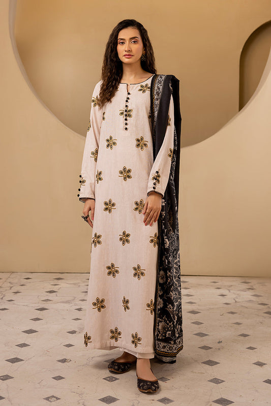 Ellena - 3-PC Stitched Embroidered Khaddar Suit