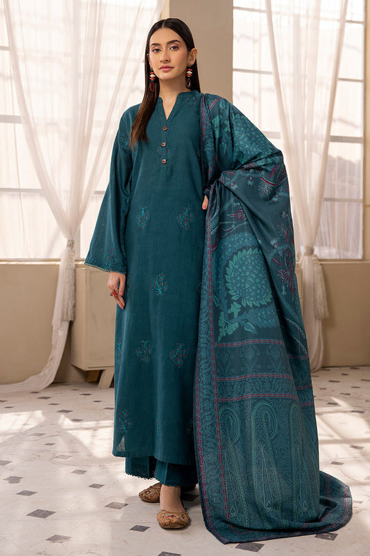 Ellena - 3-PC Stitched Embroidered Khaddar Suit