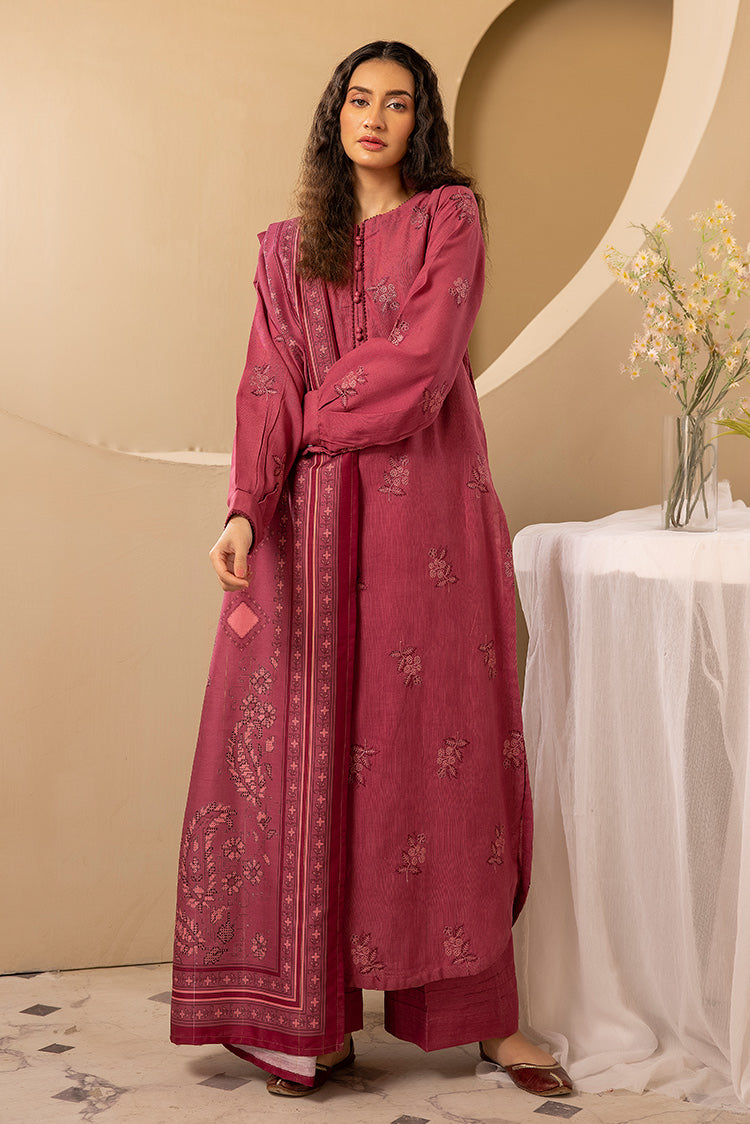 Ellena - 3-PC Stitched Embroidered Khaddar Suit