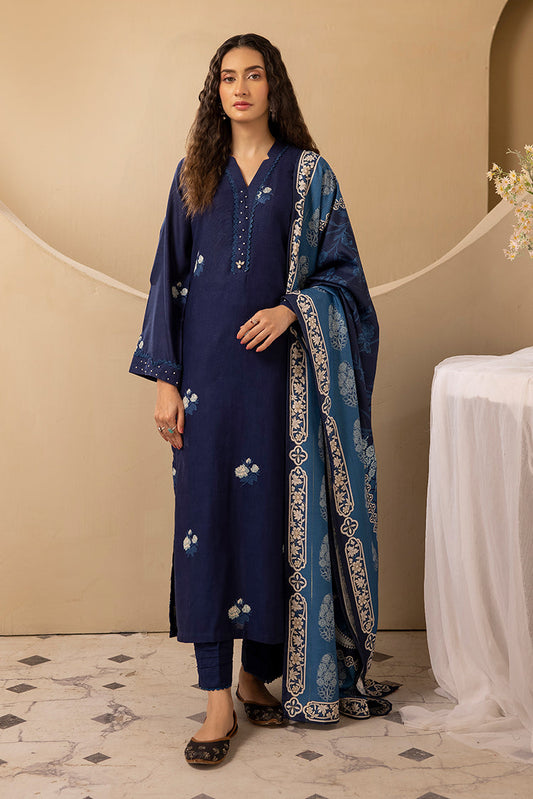 Ellena - 3-PC Stitched Embroidered Khaddar Suit