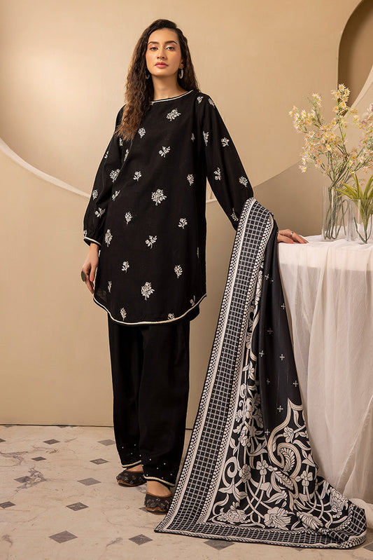 Ellena - 3-PC Stitched Embroidered Khaddar Suit