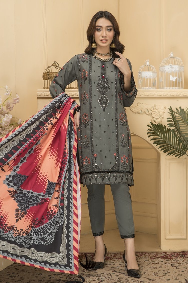 Ellena - 3-PC Stitched Khaddar Suit