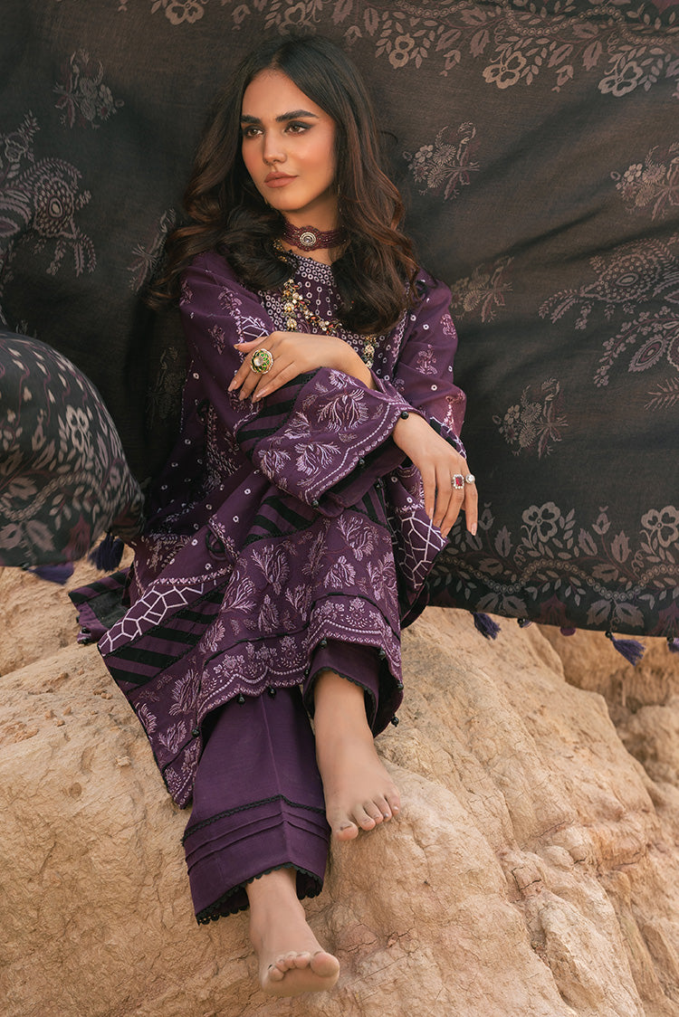 Ellena - 3-PC Unstitched Embroidered Self Jacquard Khaddar Suit