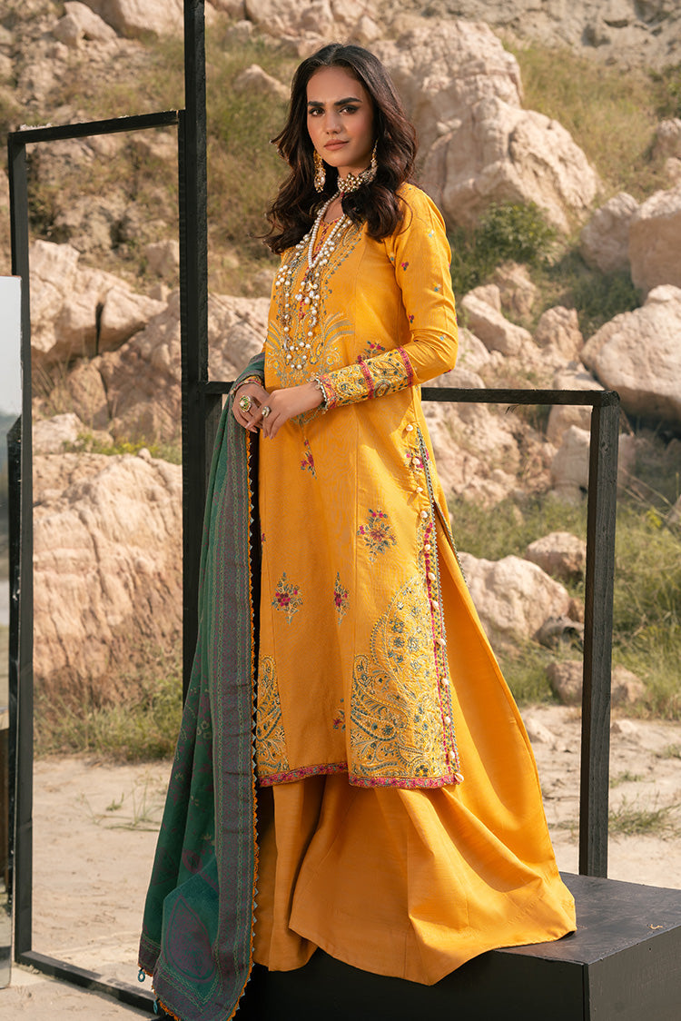 Ellena - 3-PC Unstitched Embroidered Self Jacquard Khaddar Suit