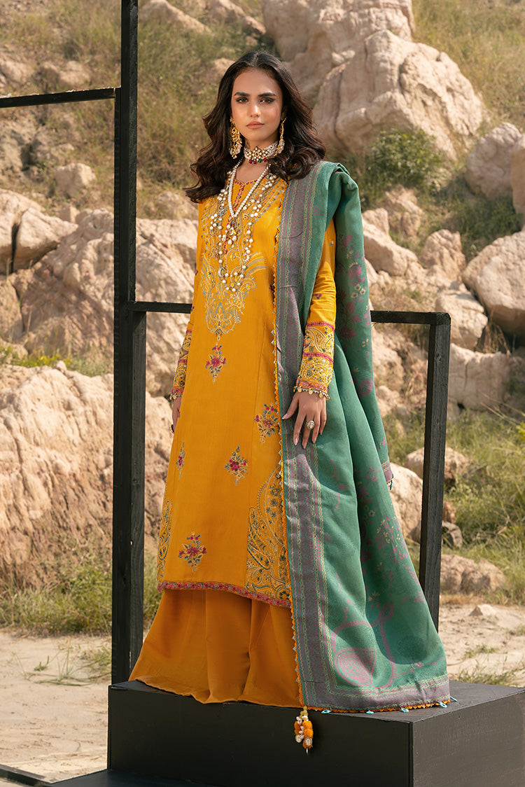 Ellena - 3-PC Unstitched Embroidered Self Jacquard Khaddar Suit