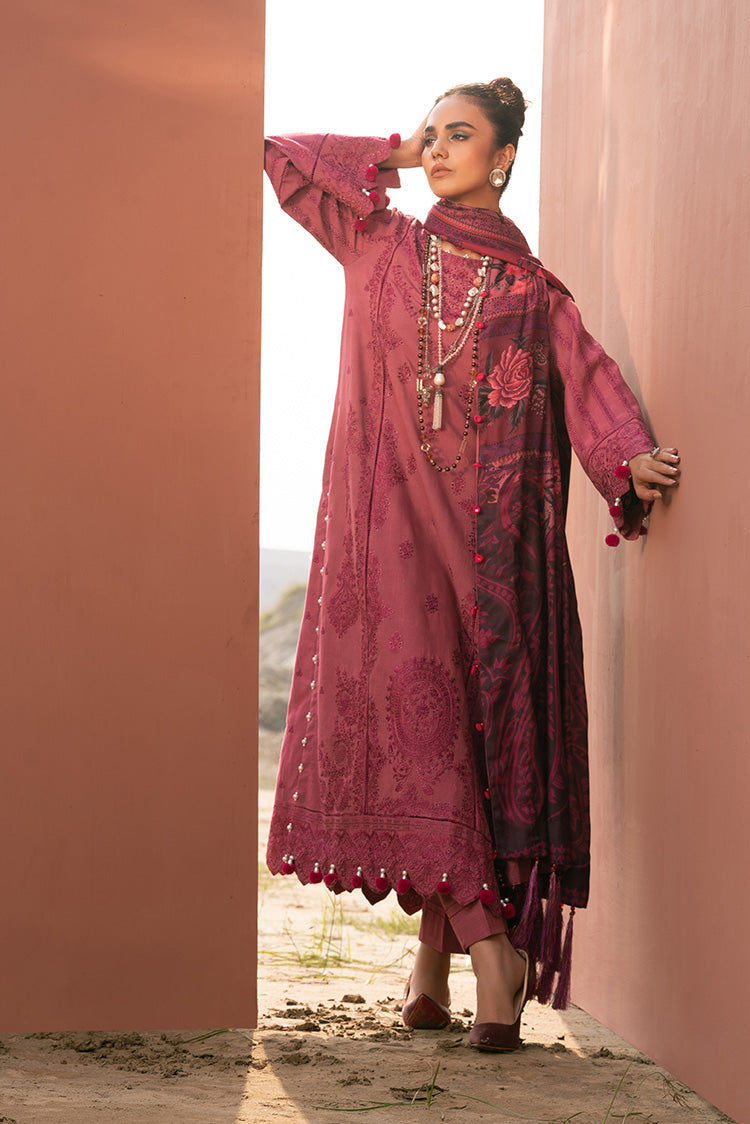 Ellena - 3-PC Unstitched Embroidered Self Jacquard Khaddar Suit