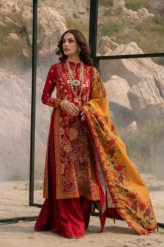 Ellena - 3-PC Unstitched Embroidered Self Jacquard Khaddar Suit