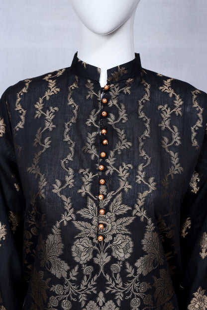 Adan's Libas - Black 33 - Ready To Wear Jacquard Shirt