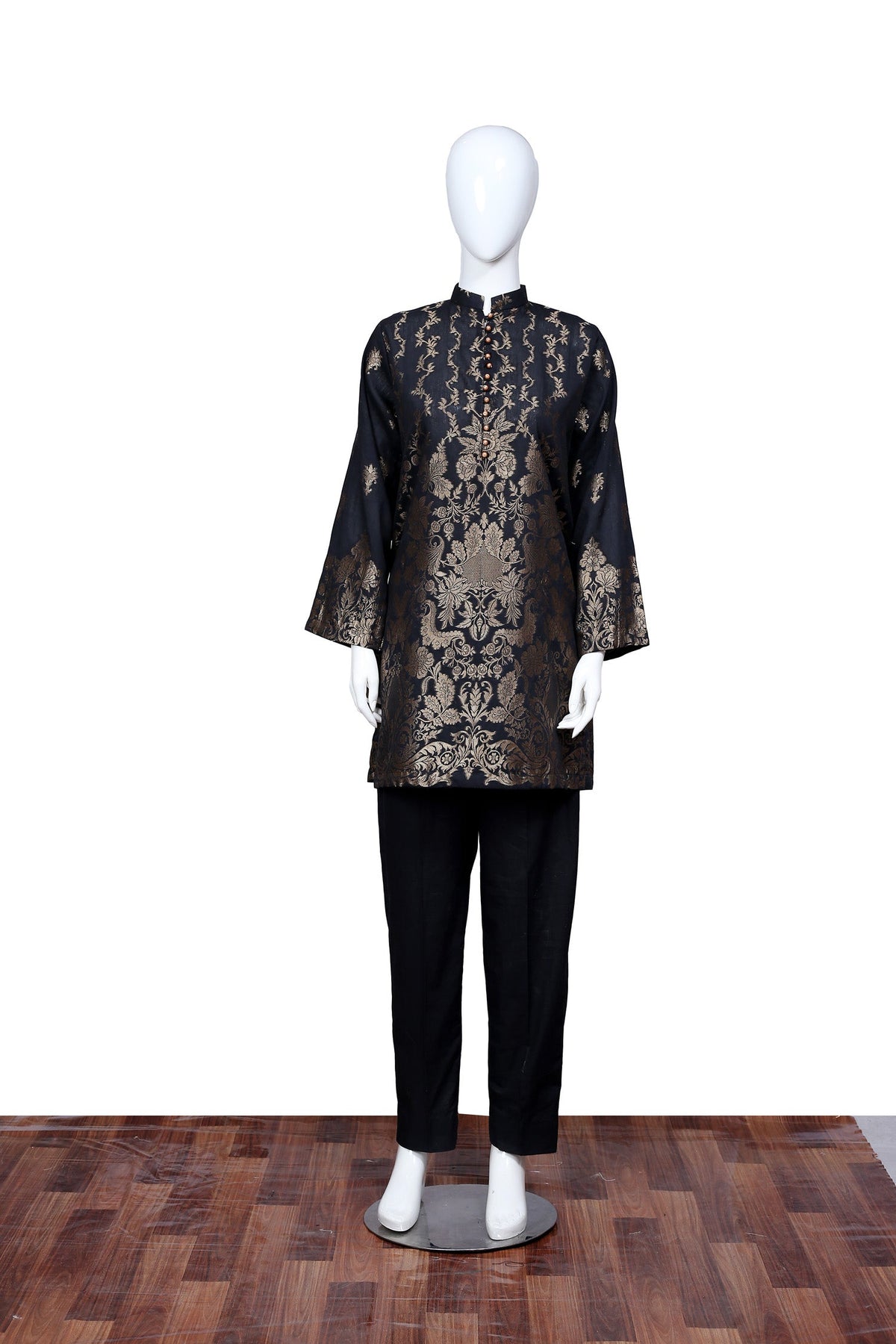 Adan's Libas - Black 33 - Ready To Wear Jacquard Shirt