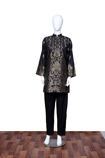 Adan's Libas - Black 33 - Ready To Wear Jacquard Shirt