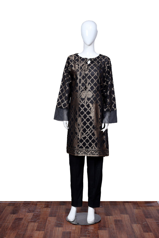 Adan's Libas - Black 35 - Ready To Wear Jacquard Shirt
