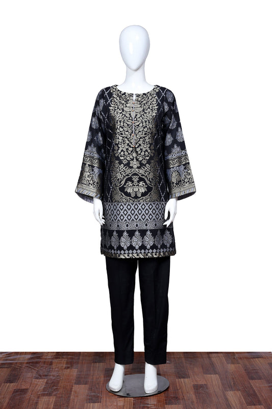 Adan's Libas - Black 36 - Ready To Wear Jacquard Shirt