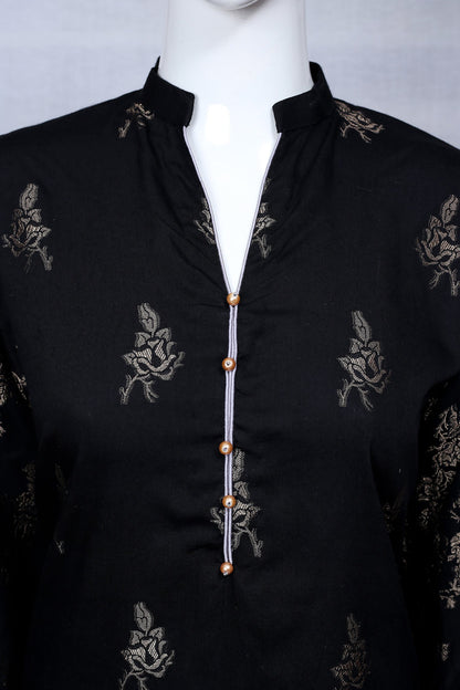 Adan's Libas - Black 34 - Ready To Wear Jacquard Shirt