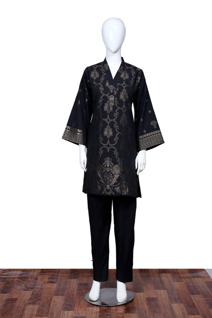 Adan's Libas - Black 39 - Ready To Wear Jacquard Shirt